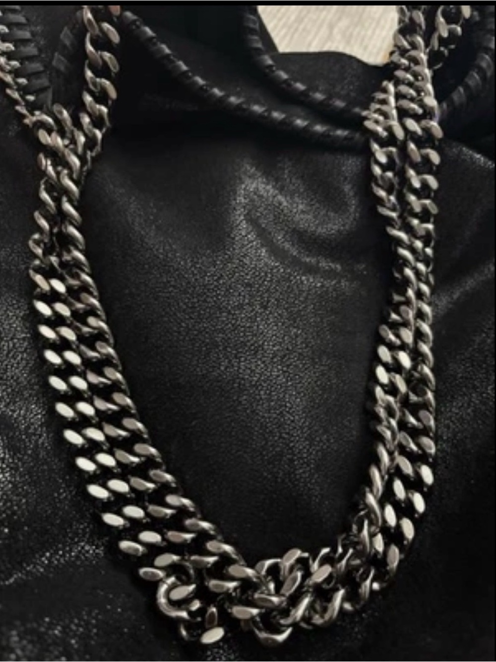 SOLD-Stella McCartney Falabella Tote Large Black Shaggy Deer Chain Trim Bag - Picture 6 of 10